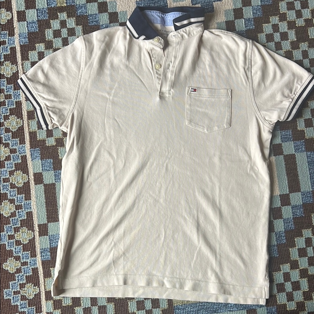 Tommy Hilfiger Cream Polo Shirt Classic Design
